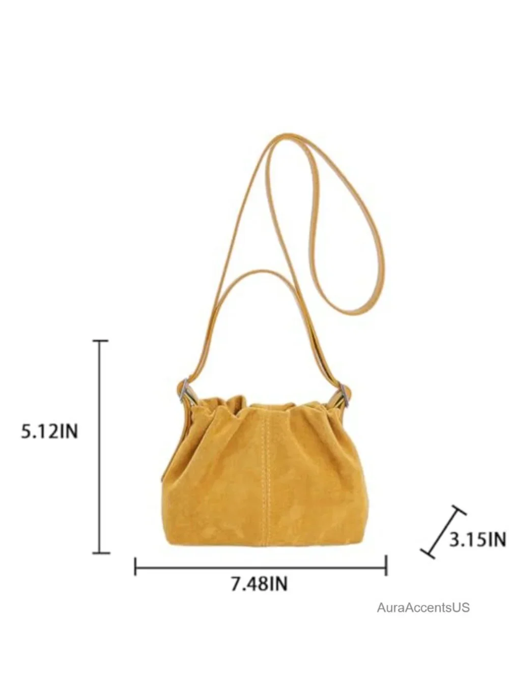 Faux Suede Hobo Bag Drawstring Bucket Crossbody Shoulder Handbag Satchel Purse